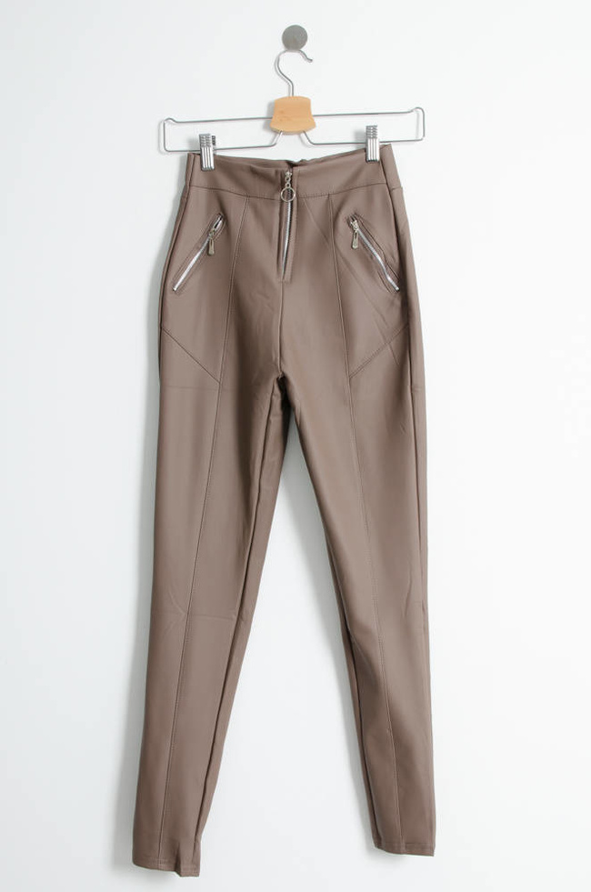 WOSKOWANE LEGGINSY Z PRZESZYCIAMI- WYSOKI STAN- MOKKA