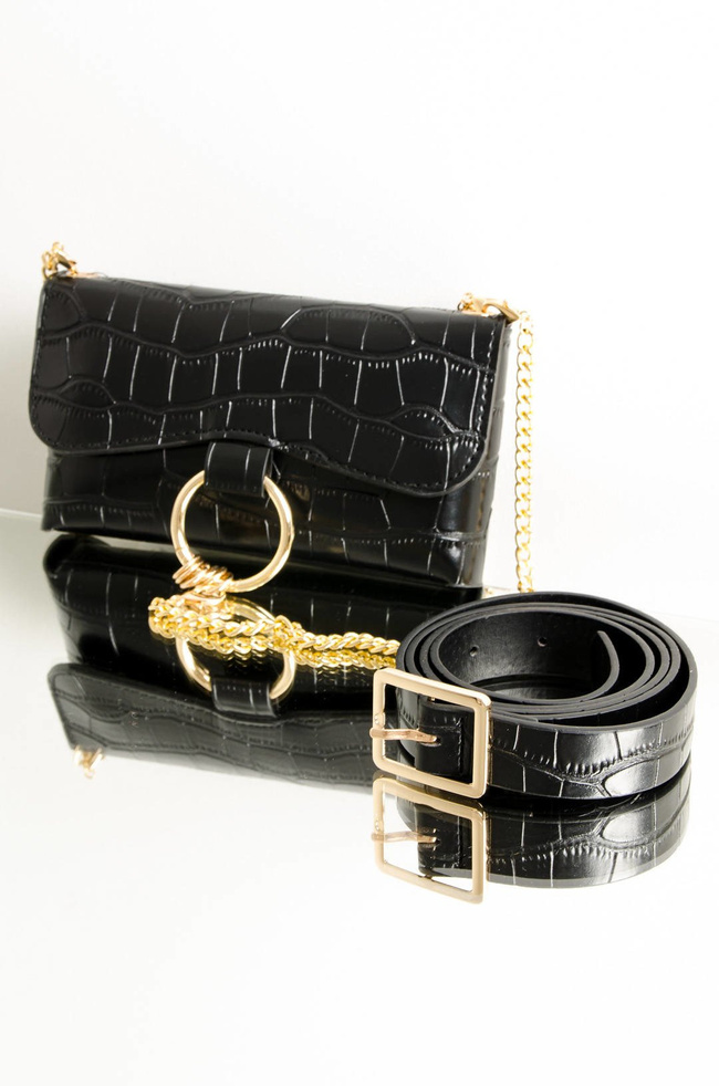 MINI TOREBKA NA ŁAŃCUSZKU Z WYTŁACZANYM WZOREM