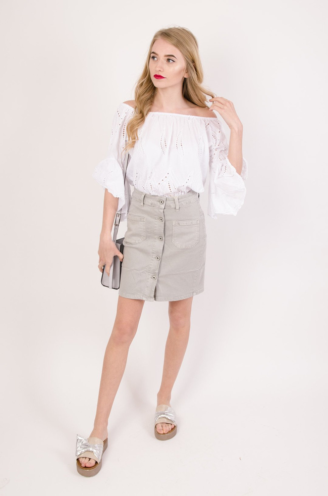 Szara spódnica z guzikami 