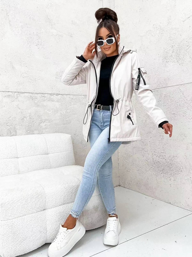 KURTKA PRZERJŚCIOWA PARKA Z KAPTUREM- JASNY BEŻ