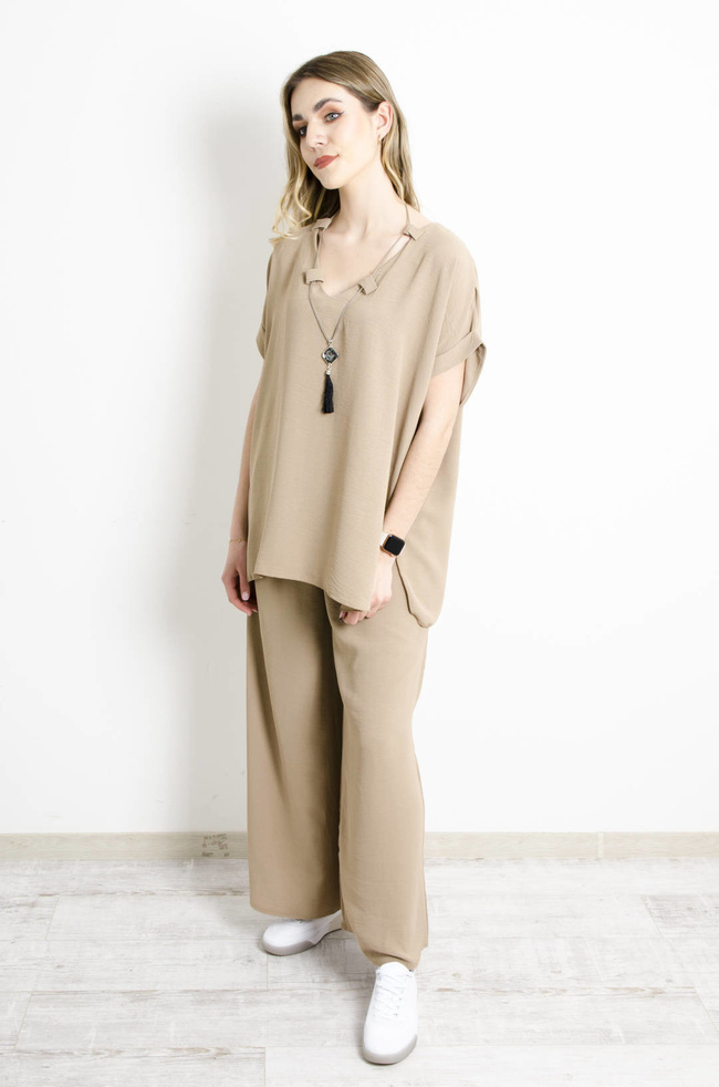 KOMPLET BRĄZOWY Z OZDOBNYM WISIORKIEM