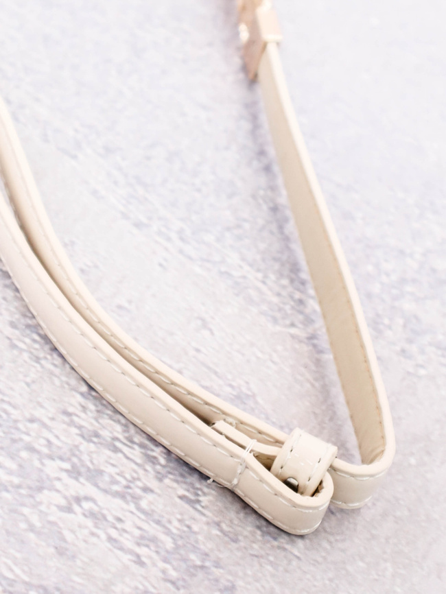 PASEK Z EKOSKÓRY ZE ZŁOTYM ŁACUSZKIEM- BEŻOWY