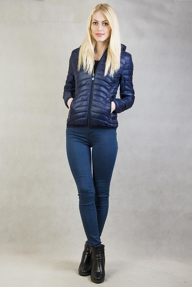 Granatowa kurtka wiosenna z bawełnianą podszewką