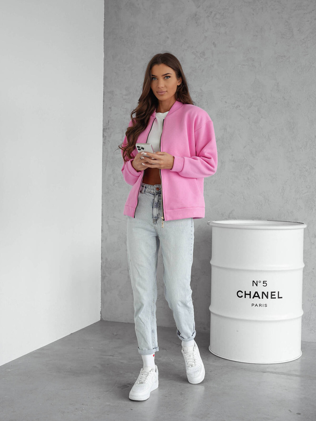 BLUZA BOMBERKA ZAPIANAN NA ZAMEK- RÓŻOWA