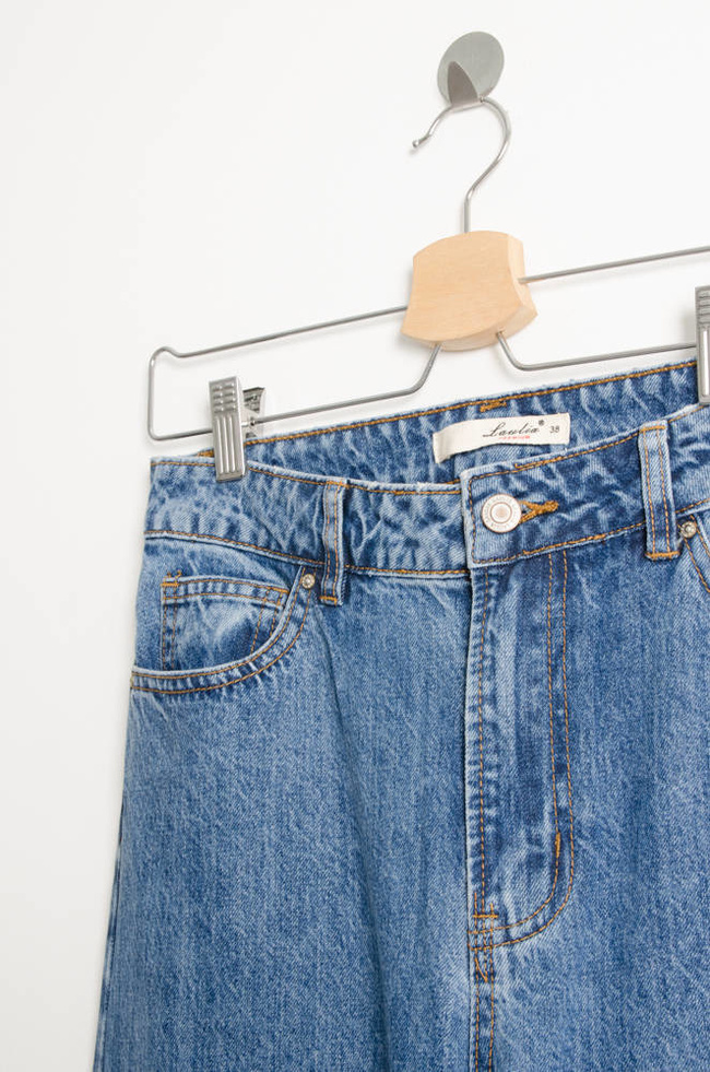 SPODNIE JEANSOWE TYPU WIDE LEG Z WYSOKIM STANEM