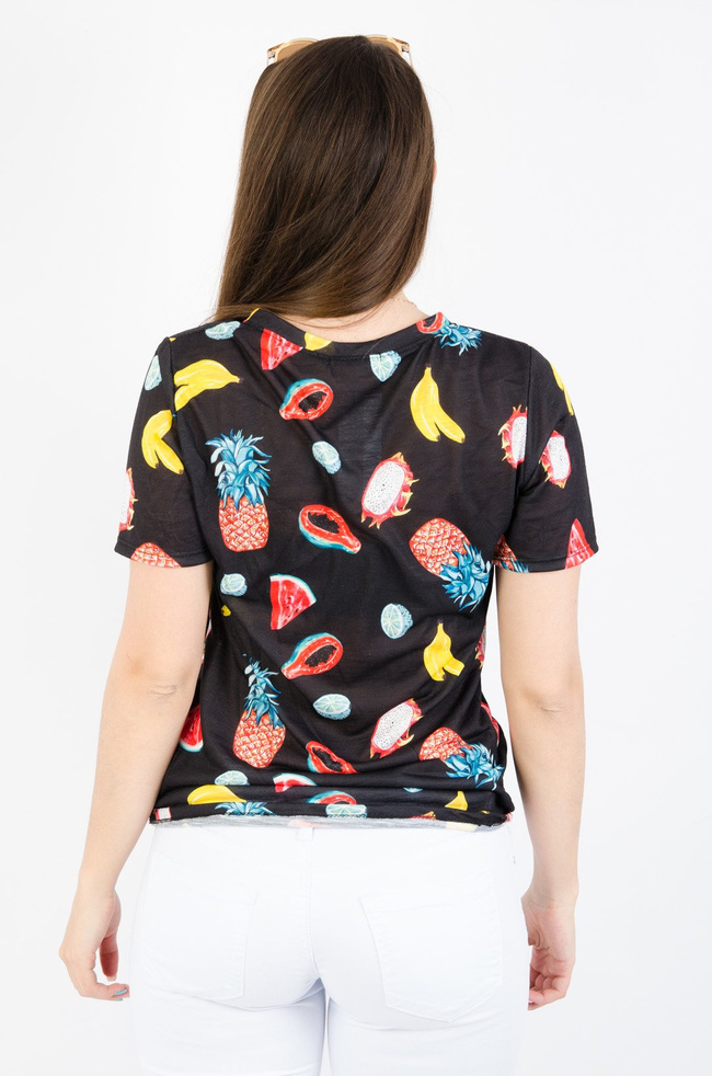 CZARNY T-SHIRT W OWOCE 