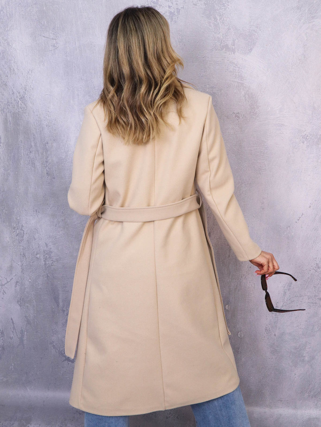 DŁUGI WIĄZANY PŁASZCZ- BEŻOWY