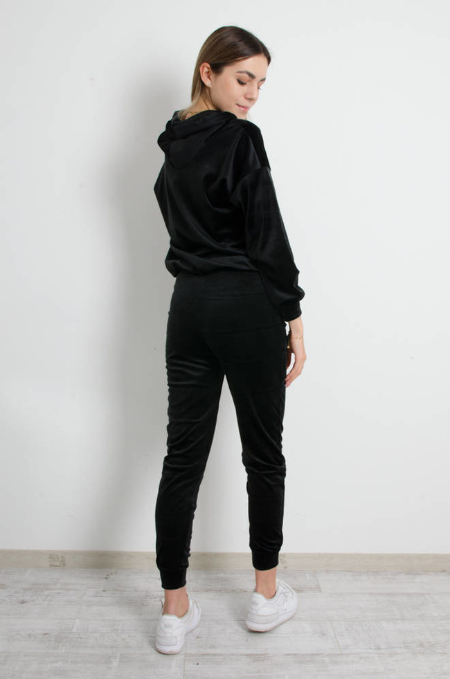 WELUROWY KOMPLET DRESOWY ROZPINANY Z KAPTUREM- CZARNY