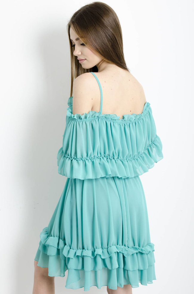 SUKIENKA HISZPANKA Z FALBANAMI - ZIELONA