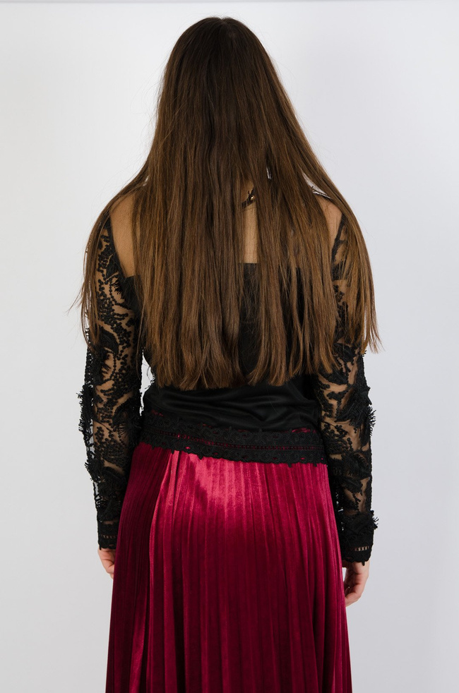 CZARNA BLUZKA Z KORONKI