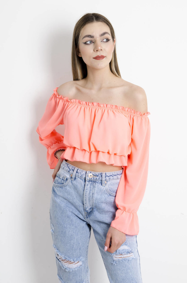 BLUZKA HISZPANKA NA DŁUGI RĘKAW - POMARAŃCZOWA