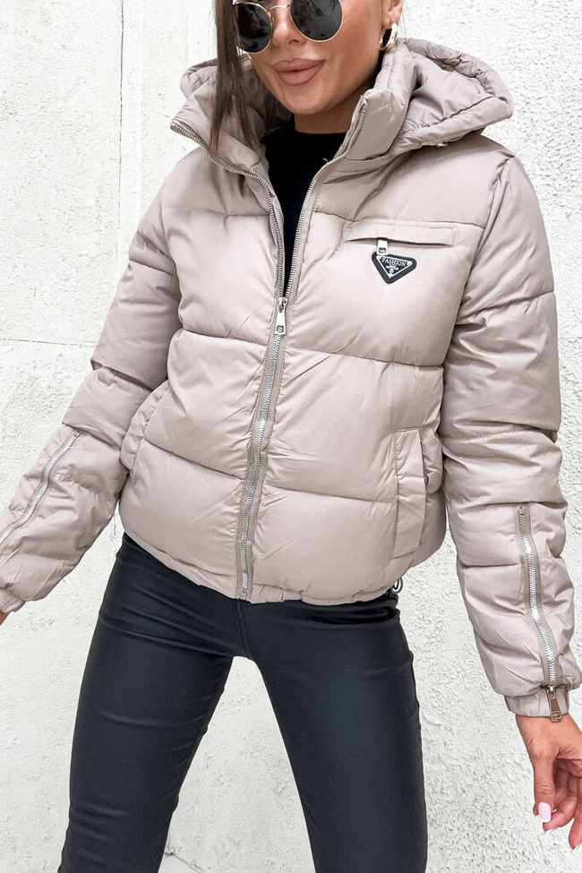 BEŻOWA KURTKA PUFFER+ TOREBKA