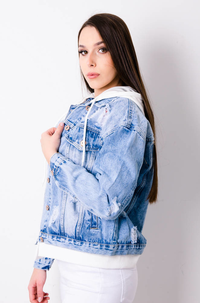 KURTKA JEANSOWA ALA BLUZA Z KAPTUREM