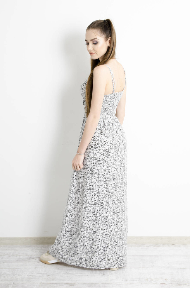 SUKIENKA MAXI WZORZYSTA - BIAŁA