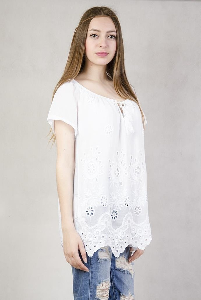 Bluzka biała haftowana  3/4 rękaw