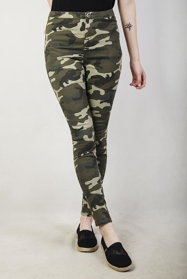 Spodnie moro z wysokim stanem