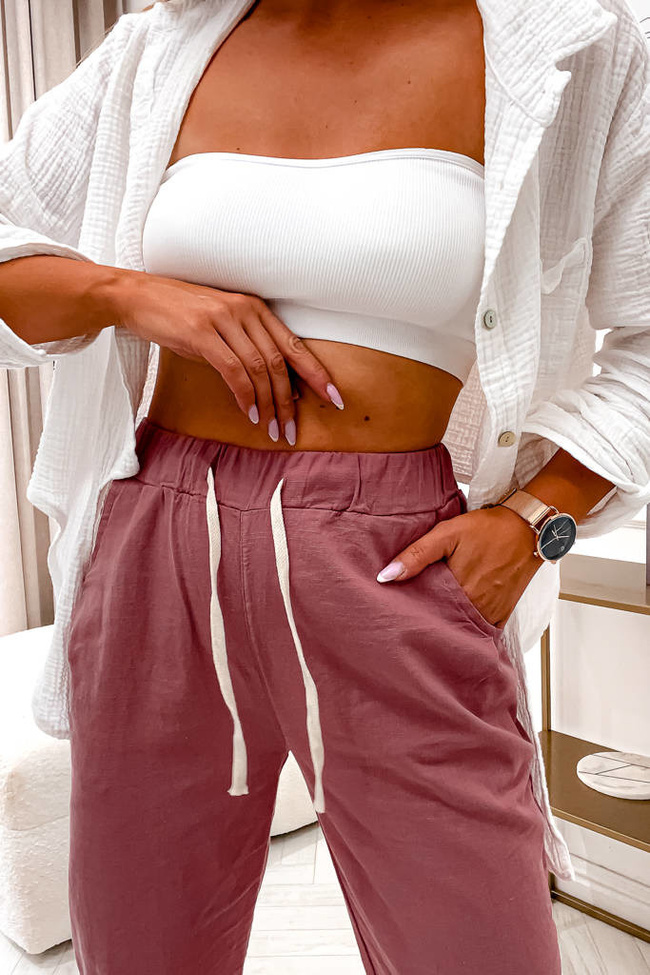 SPODNIE MATERIAŁOWE- CIEMNY RÓŻ