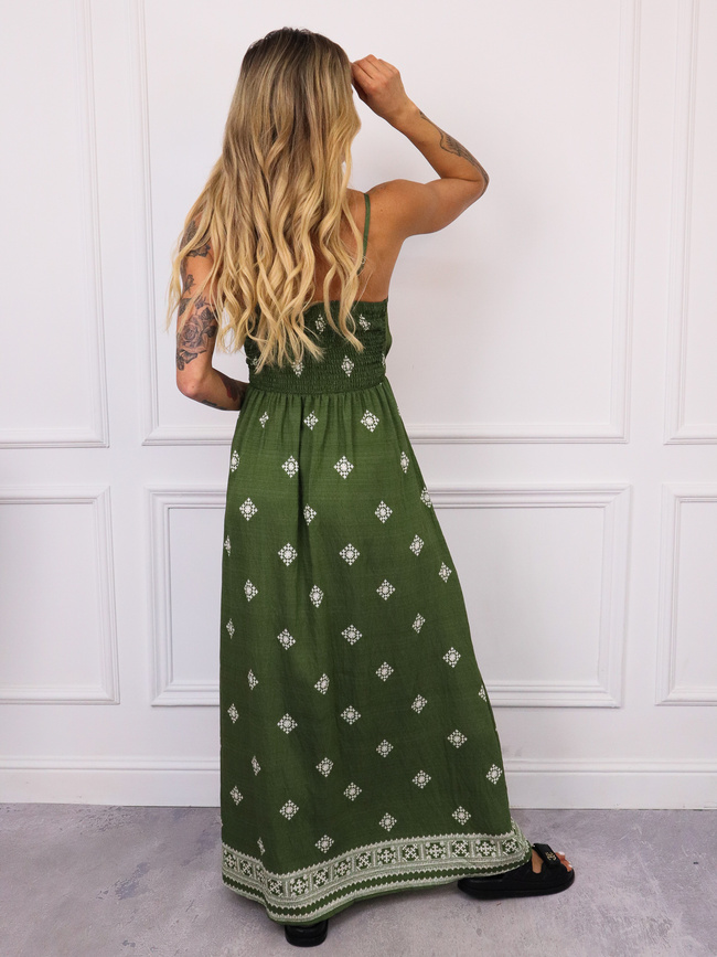 SUKIENKA MAXI WE WZORY- ZIELONA