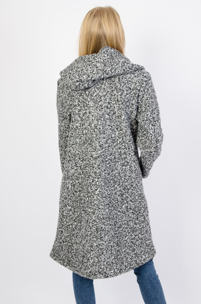 Szary przejściowy płaszcz z kapturem