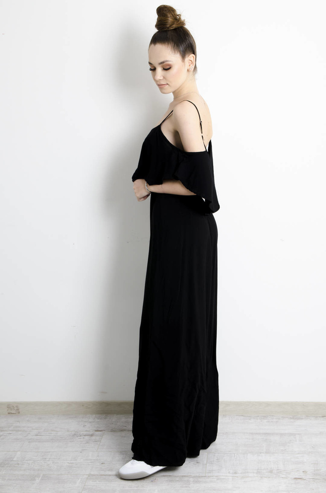 SUKIENKA HISZPANKA MAXI NA RAMIĄCZKA- CZARNA