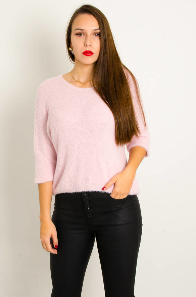 FUTRZANY SWETER NIETOPERZ- RÓŻOWY