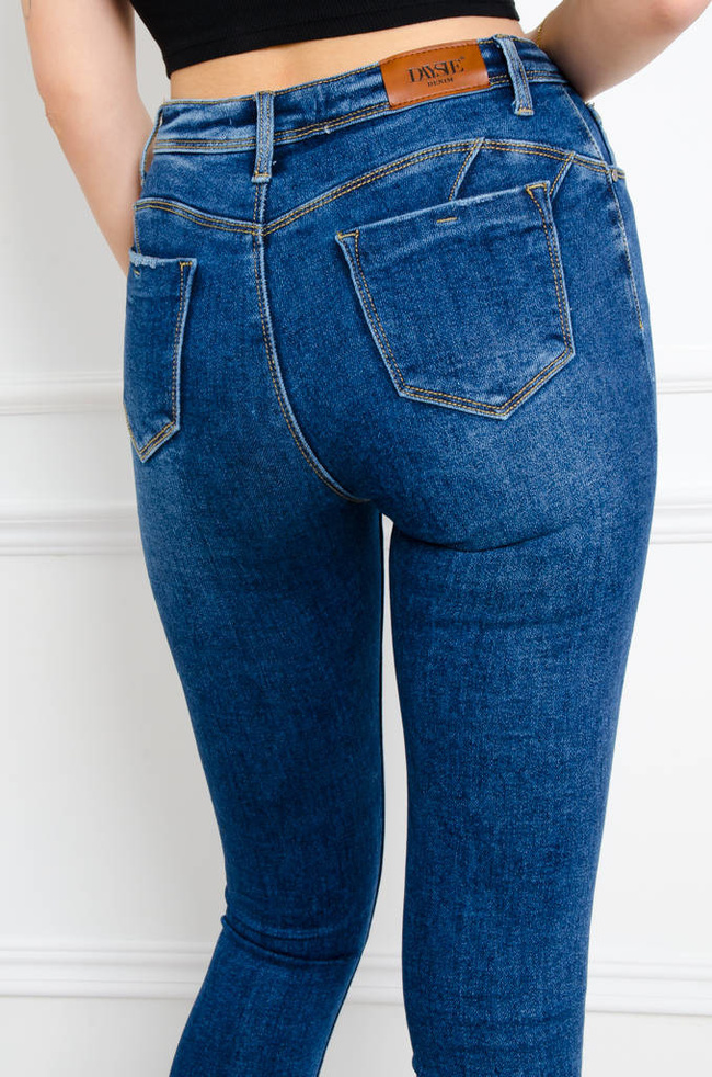 SPODNIE JEANSOWE SKINNY PUSH UP- CIEMNY JEANS