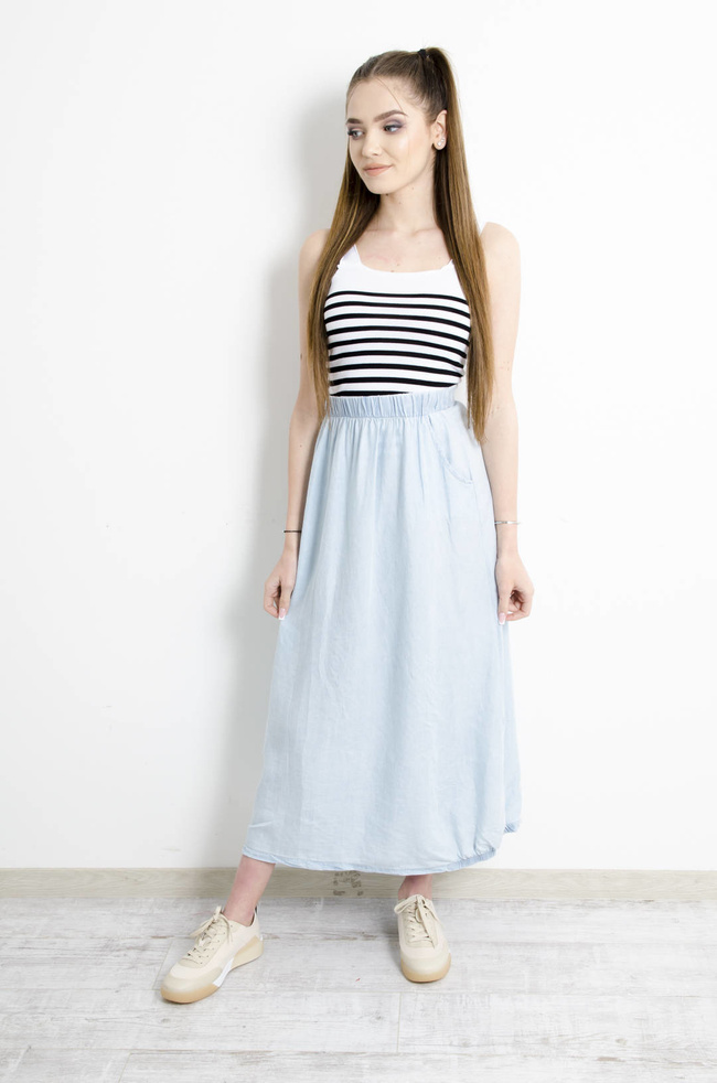 SPÓDNICA ROZKLOSZOWANA JEANSOWA- TENCEL