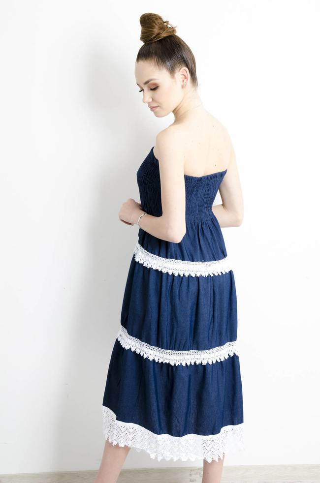 SUKIENKA Z KORONKĄ I WIĄZANIEM- GRANATOWA