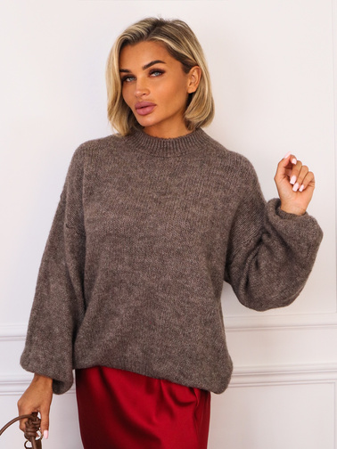 SWETER OVERSIZE Z DOMIESZKĄ WEŁNY- FANGO