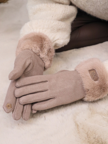 RĘKAWICZKI DZIANINOWE  Z FUTERKIEM I NASZYWKĄ- FANGO