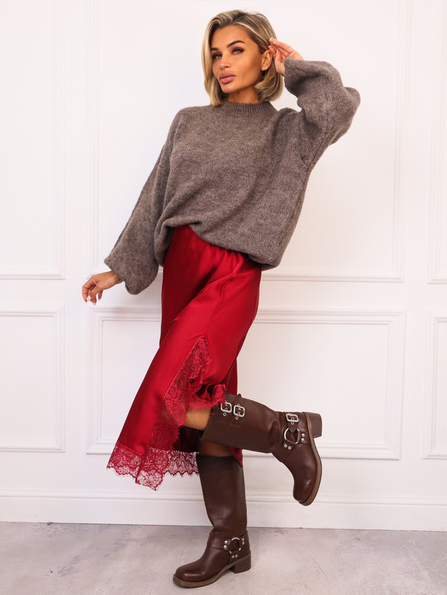 SWETER OVERSIZE Z DOMIESZKĄ WEŁNY- FANGO