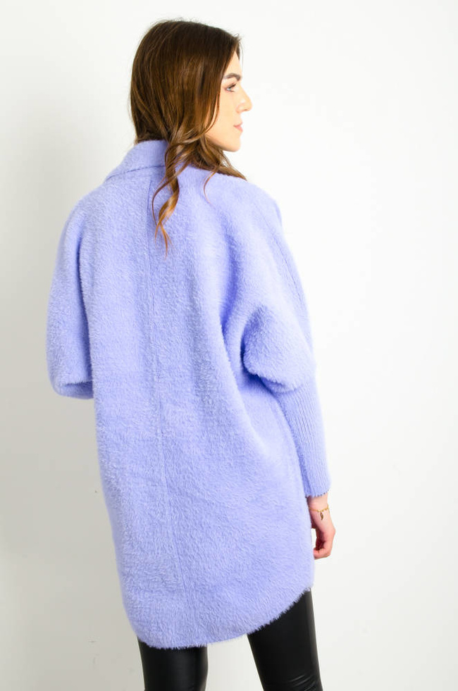 PŁASZCZ DŁUGI WEŁNIANY ALPAKA- JASNO-FIOLETOWY