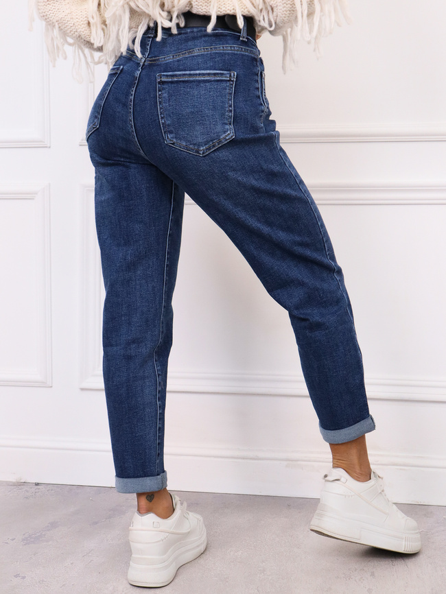 SPODNIE JEANSOWE O KROJU MOM FIT+ PASEK