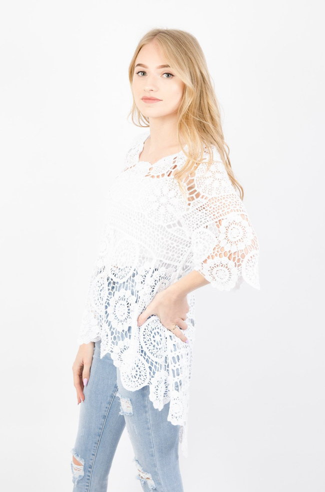 BIAŁA AŻUROWA TUNIKA