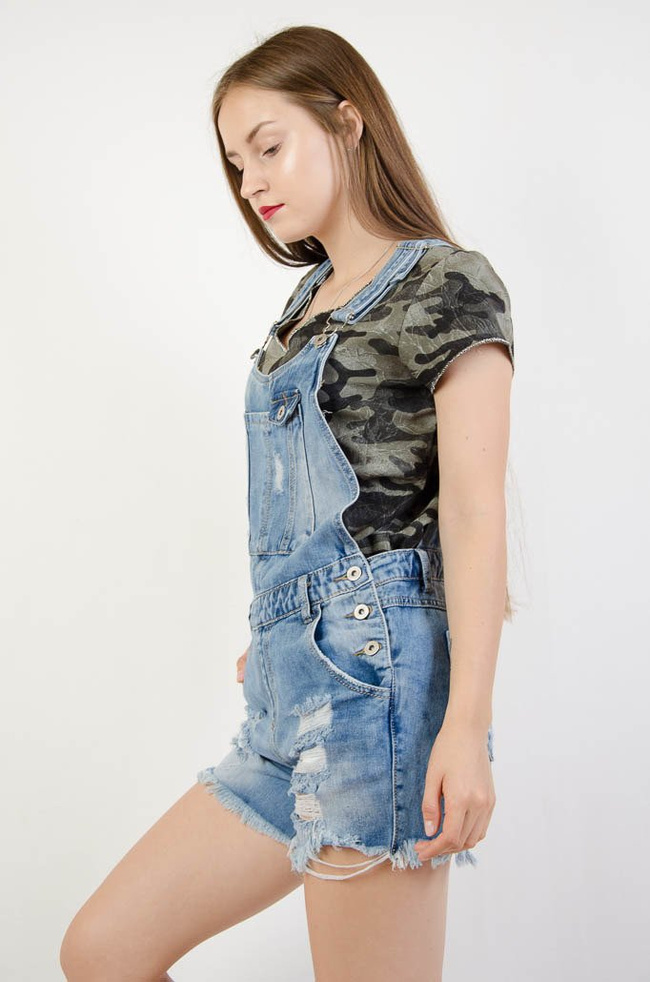 JEANSOWE OGRODNICZKI Z SZARPANIAMI