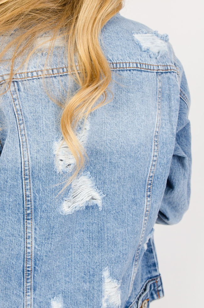 Kurtka jeansowa z przetarciami