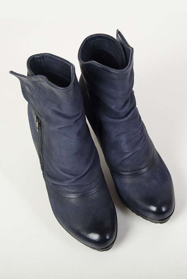 Venezia Granatowe botki ocieplane