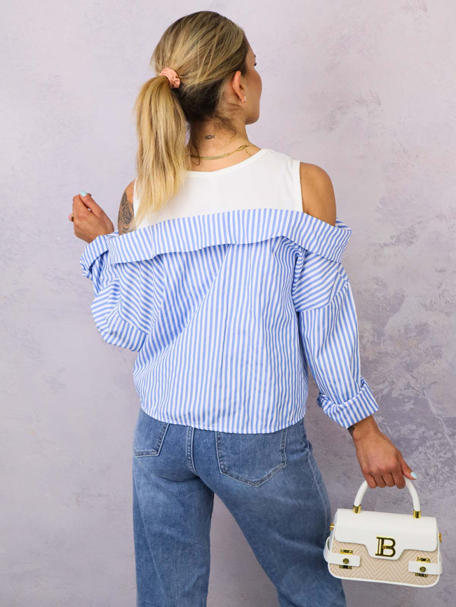 TOP Z KOSZULĄ W PASKI OVERSIZE- JASNONIEBIESKI