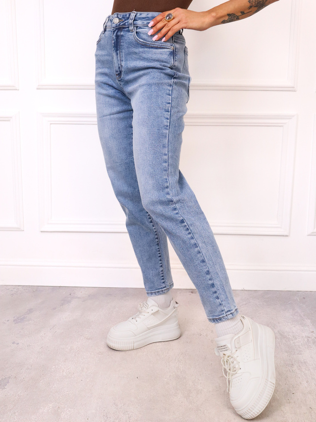 SPODNIE JEANSOWE- MOM STRETCH- NIEBIESKIE