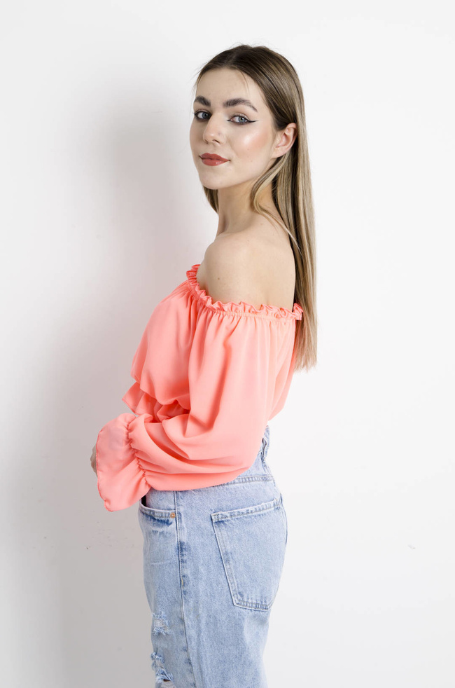 BLUZKA HISZPANKA NA DŁUGI RĘKAW - POMARAŃCZOWA