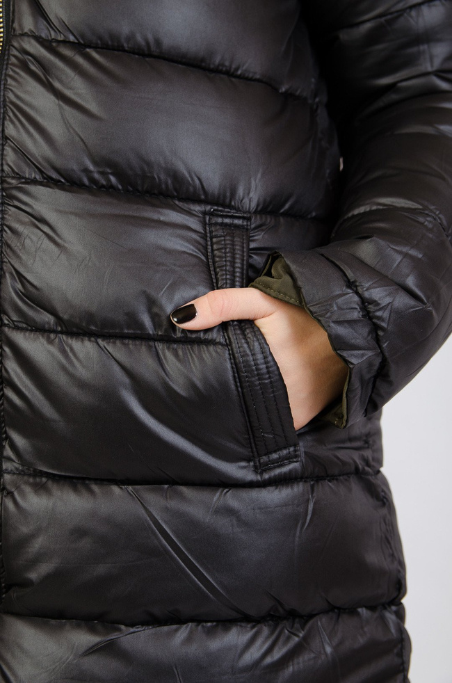 Zielono-czarna dwustronna kurtka