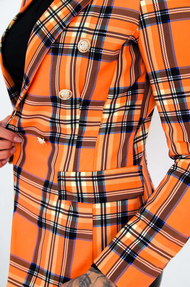 POMARAŃCZOWA MARYNARKA W KRATĘ
