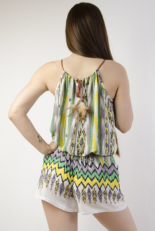 Kombinezon w kolorowe wzory na rzemykach 