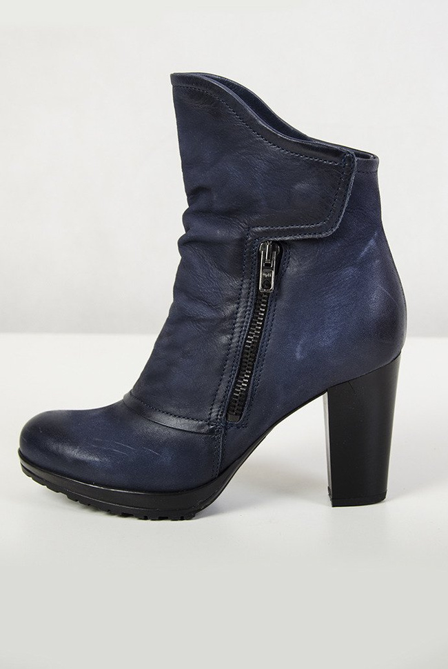 Venezia Granatowe botki ocieplane