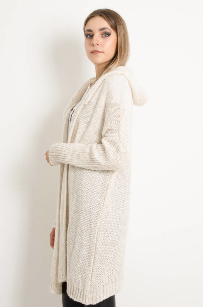 SWETER OVERSIZE Z KAPTUREM - BEŻOWY