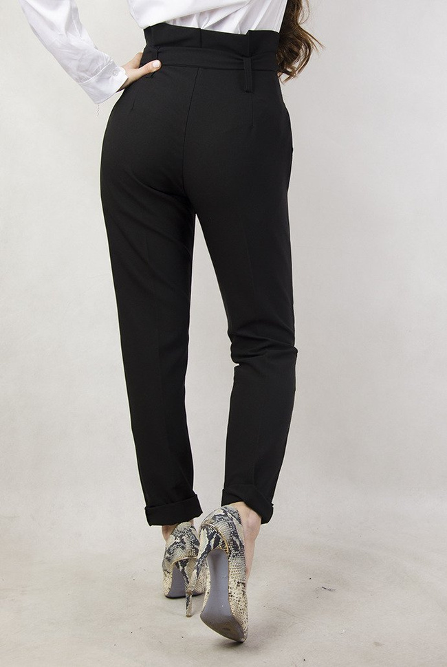 Czarne eleganckie spodnie z wysokim stanem