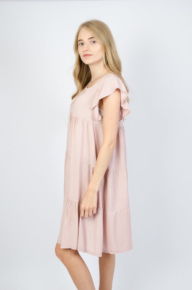 Jasno różowa warstwowa sukienka