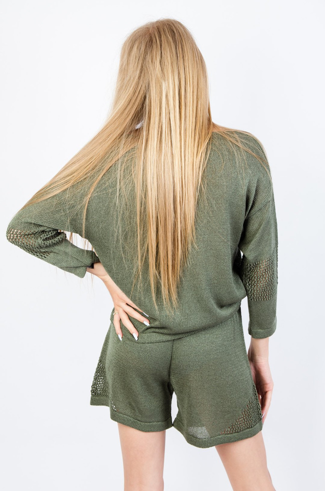 ZIELONY AKRYLOWY KOMPLET SPODENKI + BLUZKA