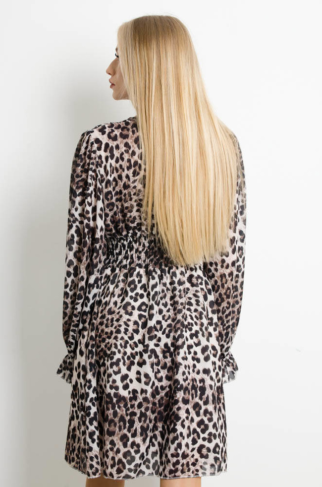  SUKIENKA Z KOPERTOWYM DEKOLTEM-WZÓR PANTERKA