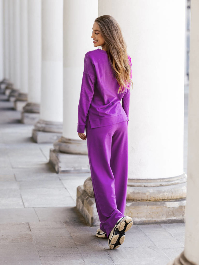 KOMPLET DRESOWY BLUZA+SPODNIE SZWEDY- FIOLETOWY